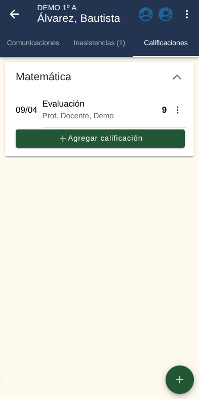 Calificaciones por materia